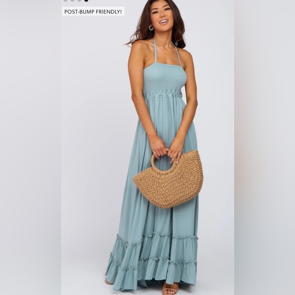 Pinkblush smocked top open back maxi halter dress nwot - Picture 4 of 6